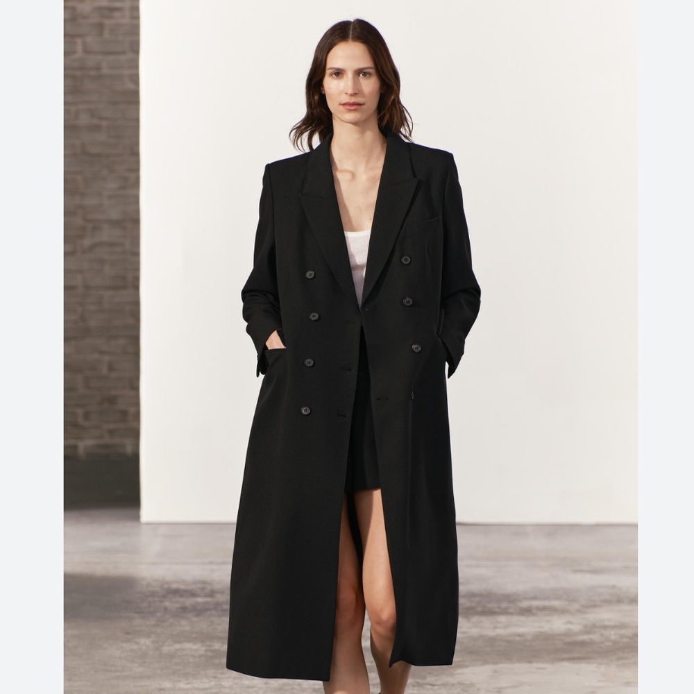 Zara NWT ZW Collection black long jacket 2619/747